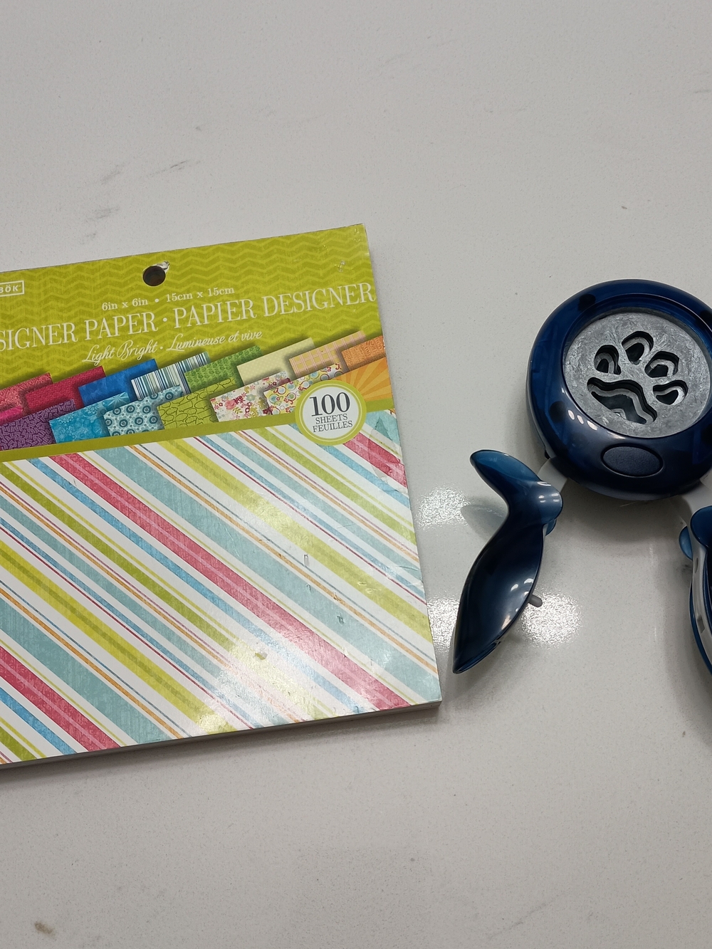 Used Bundle Fiskars Large Furry Friends Paw Squeeze Punch Light Bright Paper Pad